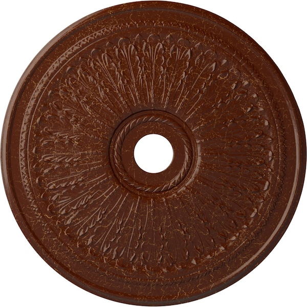 Ekena Millwork Oakleaf Medallion (Canopies up to 6 1/4"), 29 1/8"OD x 3 5/8"ID x 1"P, Burnished Mahogany Crackle CM29OABMC - main